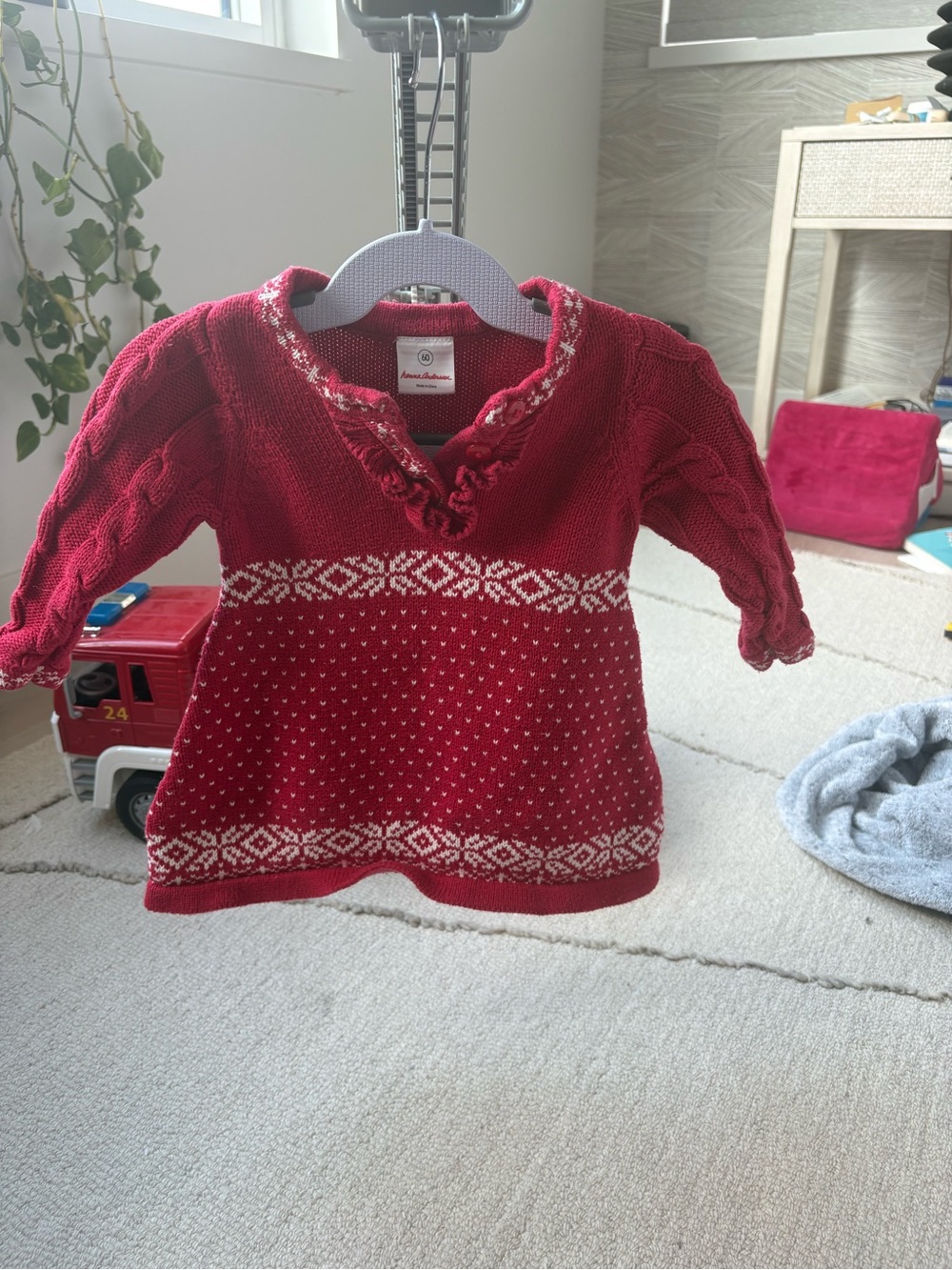 Hanna Andersson | Red Fair Isle Knit Sweater Dress - EUC